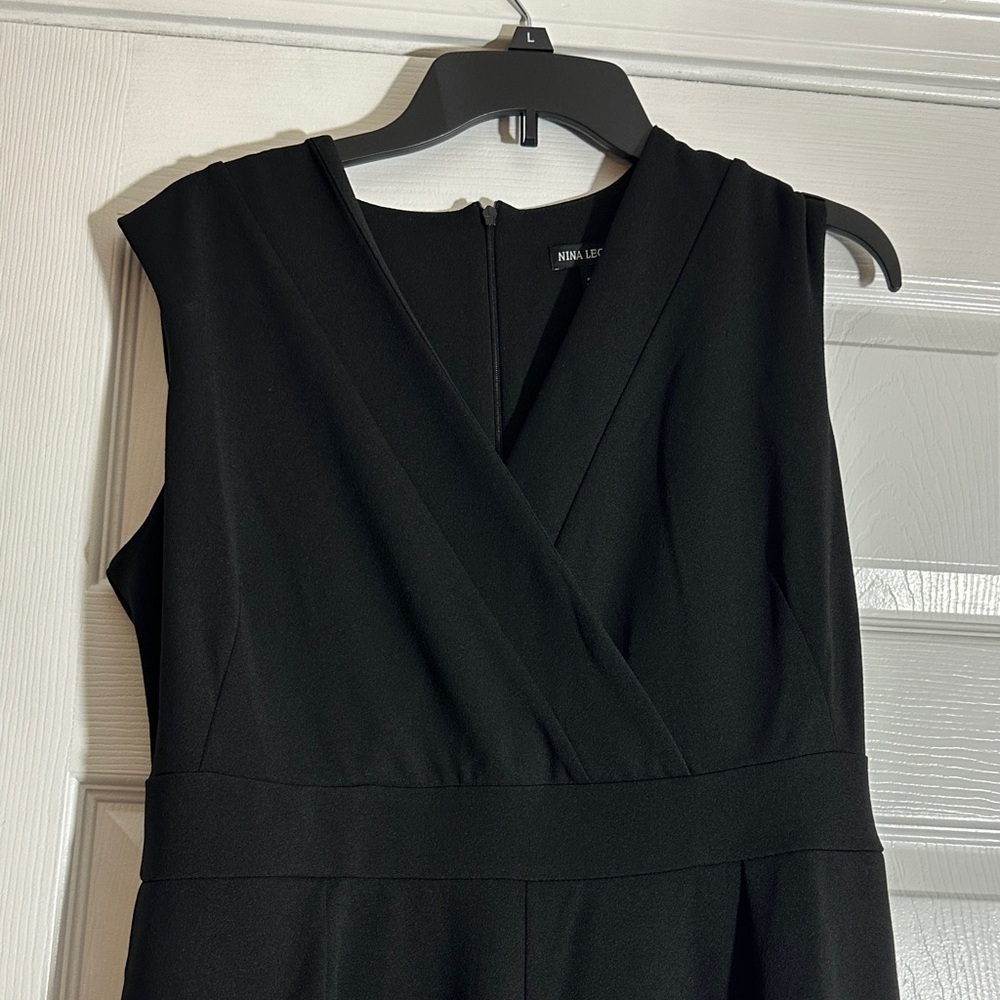 Nina Leonard Sleeveless Black Wide-Leg Jumpsuit - Picture 2 of 9